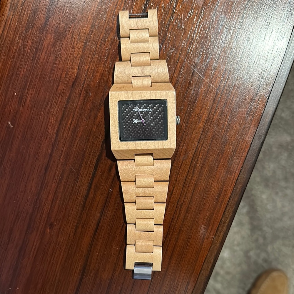 Wooden Watch with Black Dial